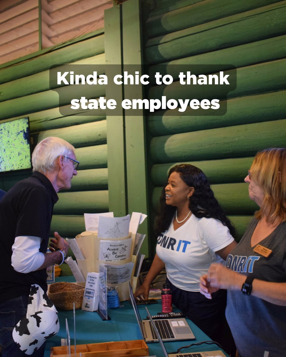 Gov. Evers talks to DNR Employees at State Fair "Kinda chic to thank state employees" 